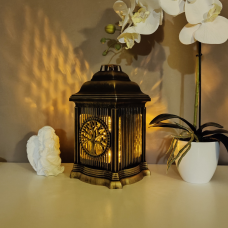 Лампадка біла ажурна середня дерево Forest Бронзовий