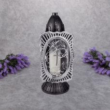 Лампадка середня срібляста з хрестом Glass Art Kapliczka 33год