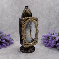 Лампадка середня бронзова з хрестом Glass Art Kapliczka 33год