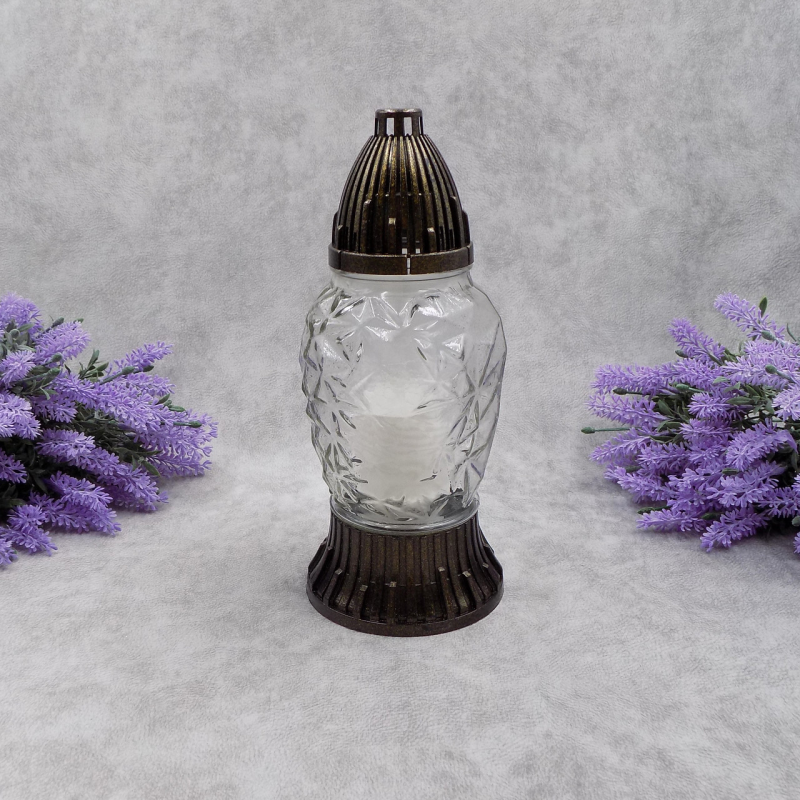 Лампадка скляна середня ребриста прозора LP48 20год