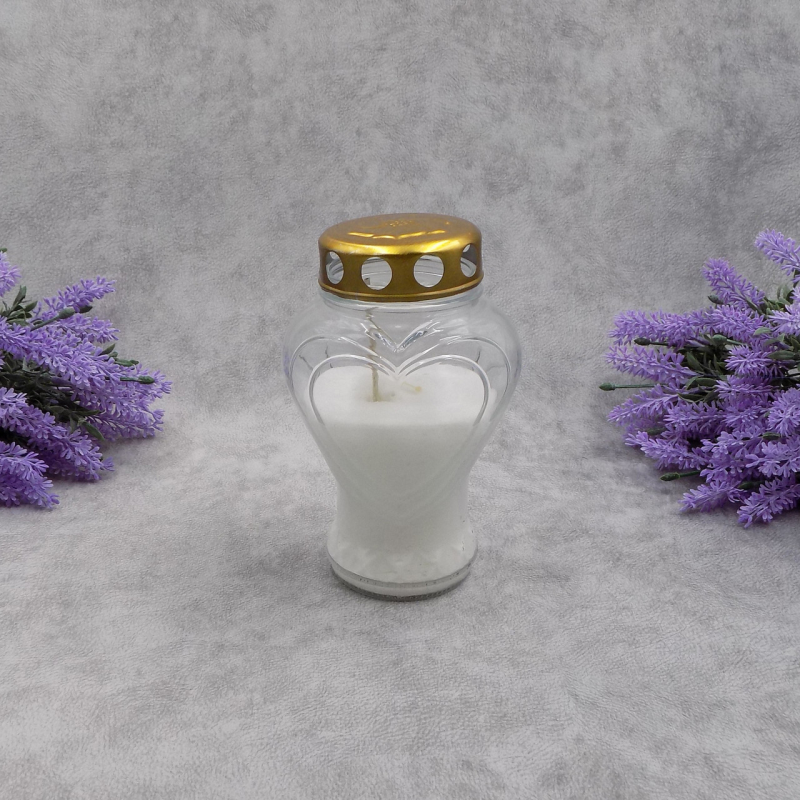 Лампадка скляна серце наливна LP37Bp 25 год прозора