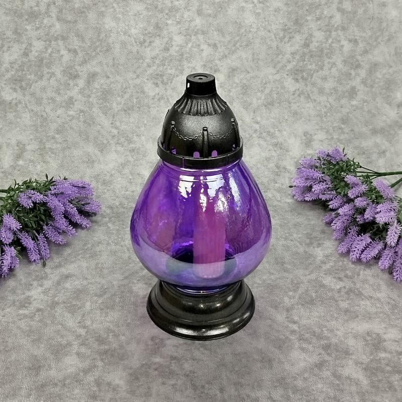 Лампадка велика скляна бузкова Koniak3 45год