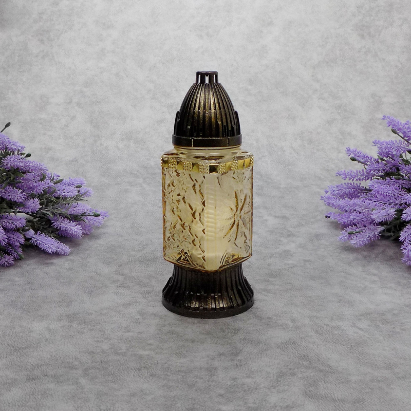 Лампадка скляна середня цирконій LP22U золотиста 20ч