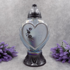 Лампадка велика скляна серце вінок срібляста