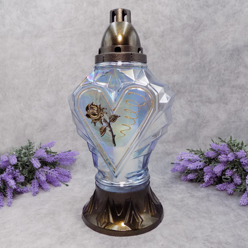 Лампадка велика скляна Серце діамант прозора Лампадка велика скляна Серце діамант прозора