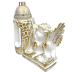 Гіпсова статуетка з лампадкою “Ангел з книгою“  Біло-золота