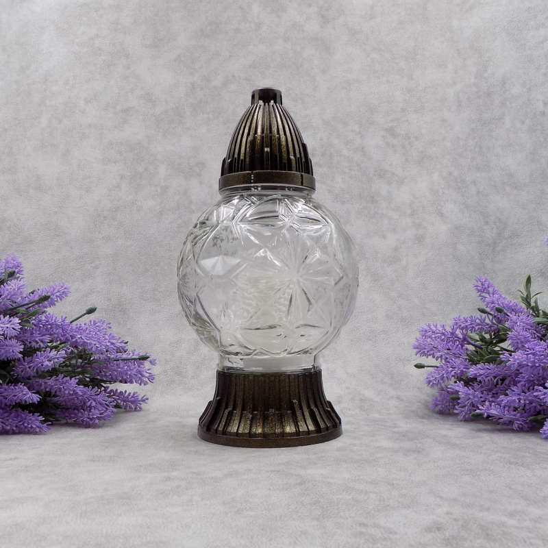 Лампадка скляна куля середня прозора 20год