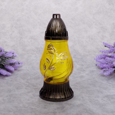 Лампадка скляна з квітковим орнаментом LP200 жовта