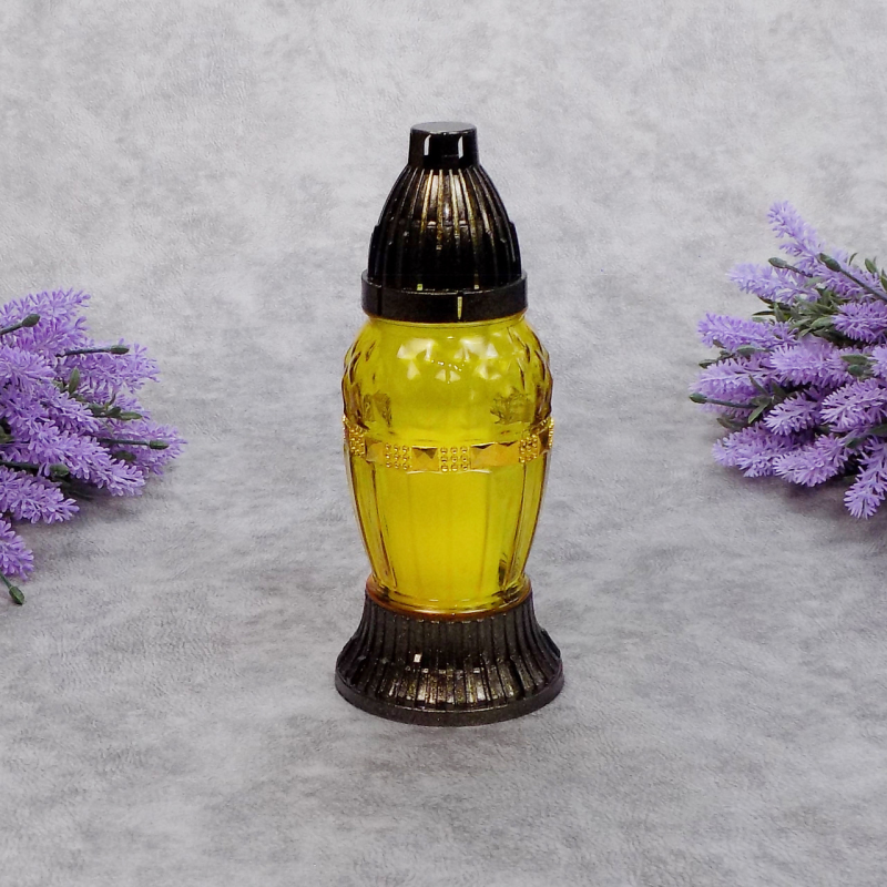 Лампадка скляна жовта з золотим декором LP30U 14год Лампадка скляна жовта з золотим декором LP30U 14год