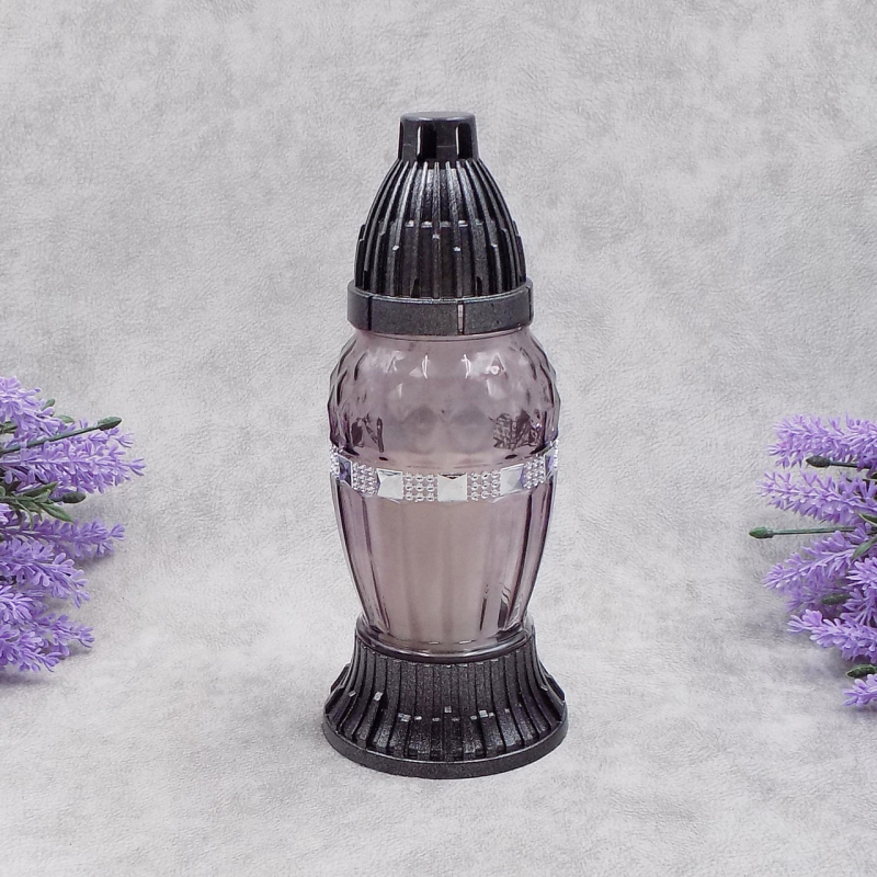 Лампадка скляна графітова зі срібним декором LP30U 14год