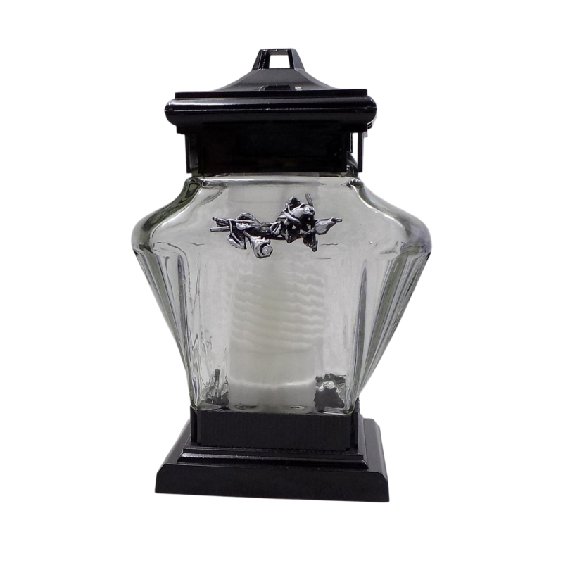 Лампадка скляна зі сріблястою трояндою LC3 Urna 20год