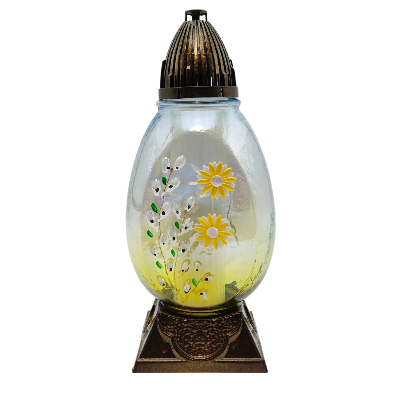 Лампадка скляна велика з декором Великодня LPD Jajko plaskie 45год