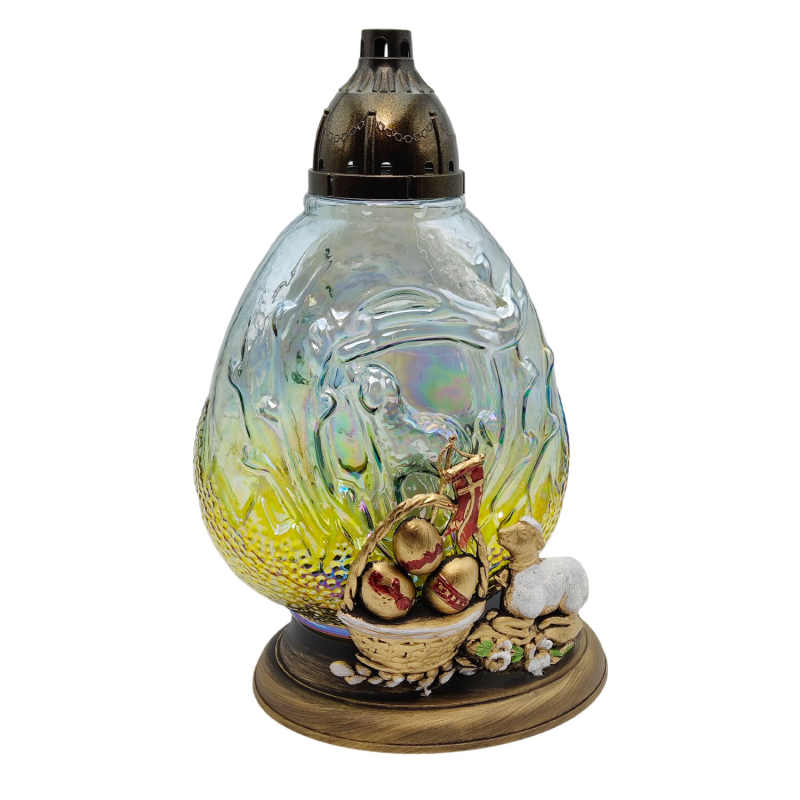 Лампадка велика скляна великодня з аплікацією LPJ6 Apl 48год