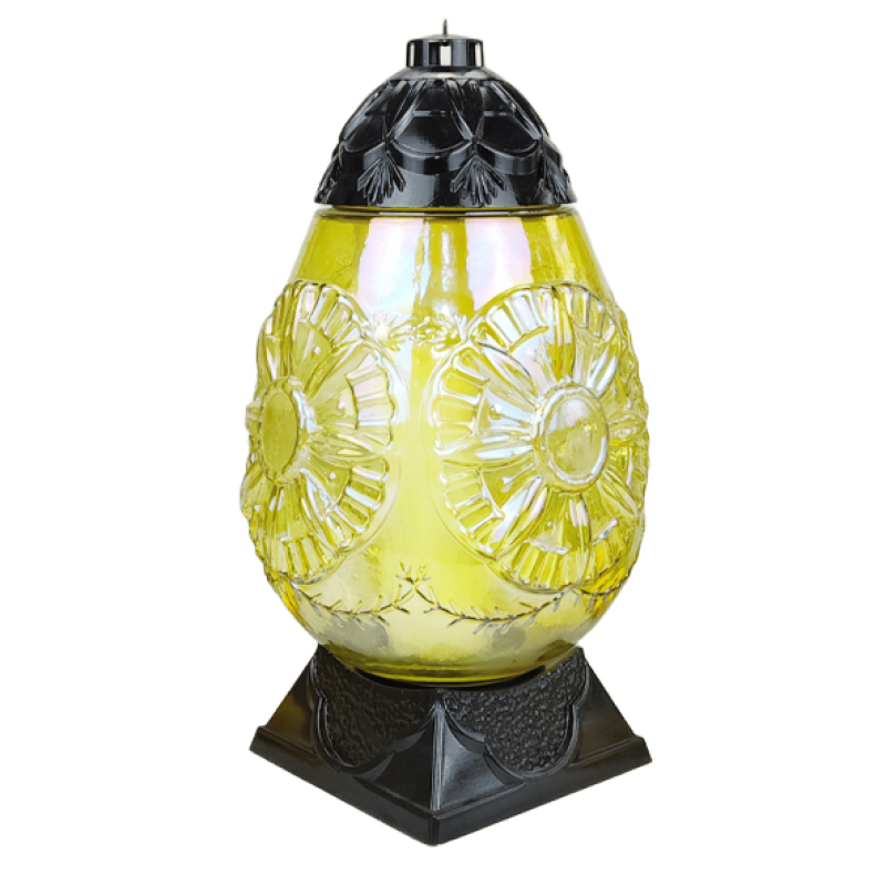 Лампадка велика скляна яйце великоднє жовта LPJ9 Zolte 45год