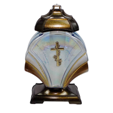 Лампадка скляна велика Віяло бронзова 45год