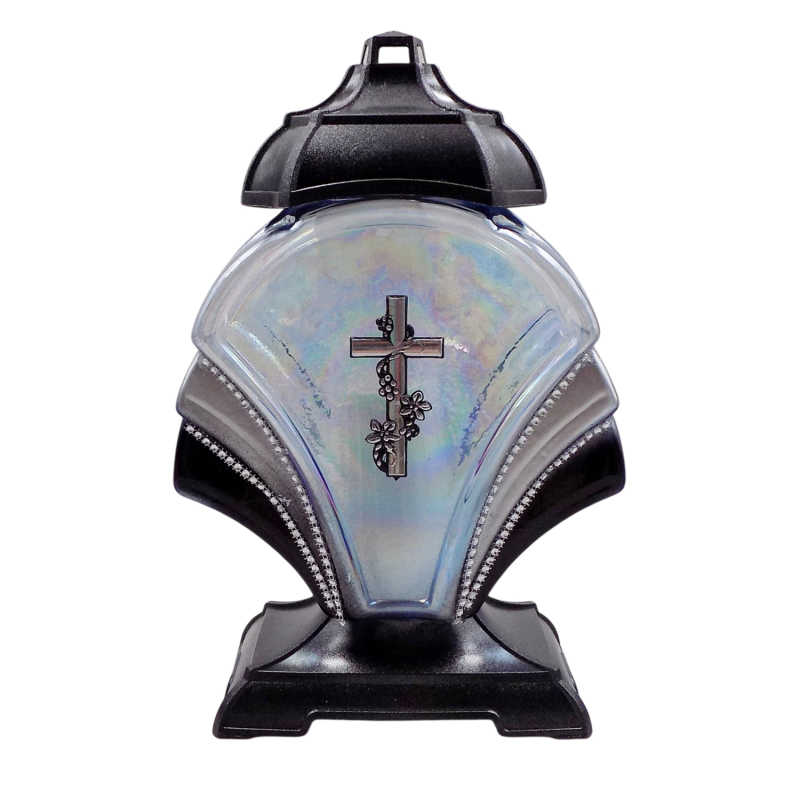 Лампадка скляна велика Віяло срібляста 45год