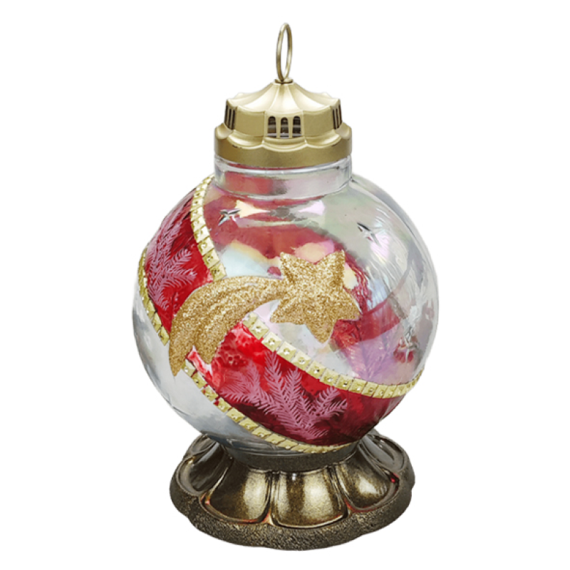 Ліхтар-куля новорічна з декором Різдвяна Комета 27см червона Ліхтар-куля новорічна з декором Різдвяна Комета 27см червона