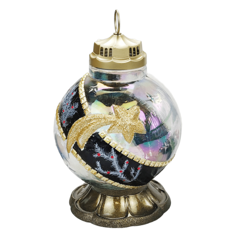 Ліхтар-куля новорічна з декором Різдвяна Комета 27см чорна Ліхтар-куля новорічна з декором Різдвяна Комета 27см чорна